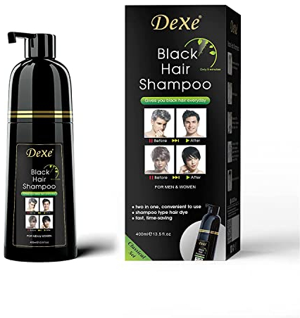 AMZSEA Sofortiges schwarzes Haarshampoo, Haarfärbe-Shampoo für Männer und Frauen – einfach zu bedienen – 100% Grauabdeckung – schnell und einfach – hält 30 Tage, 3-in-1 schwarze Haarfarbe (abgefüllt)