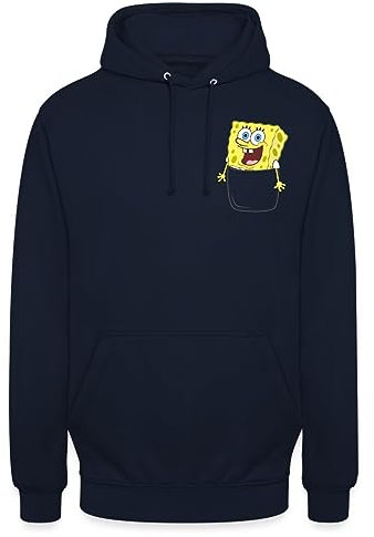 Spreadshirt Spongebob Schwammkopf Ich Bin Bereit Brustmotiv Unisex Hoodie, XXL, Navy