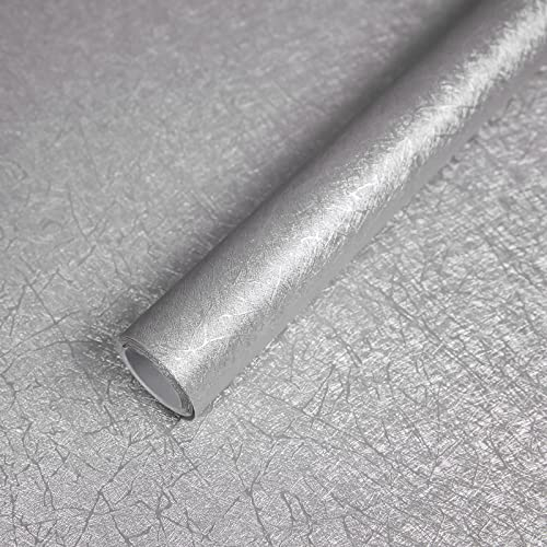 Abyssaly Klebefolie möbel Grau Selbstklebende Folie 60 cm x 500 cm Dekofolie Möbelfolie Tapeten Seidenmatt Prägung Wasserdichte Dekoration für Möbeloberfläche Wände Schränke