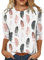 Bluse Damen Elegant Damen T-Shirt 3/4 Arm Oberteile Tops Bunte Blumenmuster Druck Tunika Shirt Lose Rundhals Sommershirts Mode Damenblusen Langarm Blumen Bluse Tshirt
