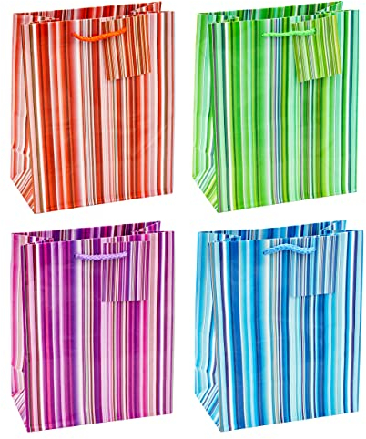 K3T Geschenktüten COLORFUL LINES, 12er Packung, Größe: Mittel (HxBxT 23 x 18 x 10 cm), Art. Nr. 85015