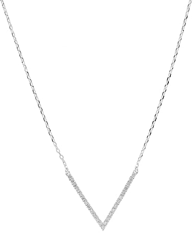 Treuheld® Silberne 925 Sterling Silber Halskette mit V förmigen Anhänger