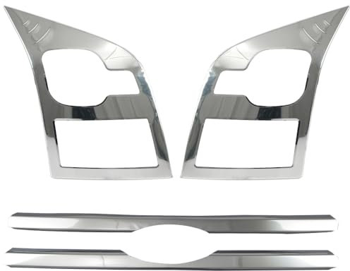 ROBUST 4 Pcs Stainless Steel Chrome Head Light Lamp Cover & Front Grill Cover for Ford Transit Mk7 2006-2014