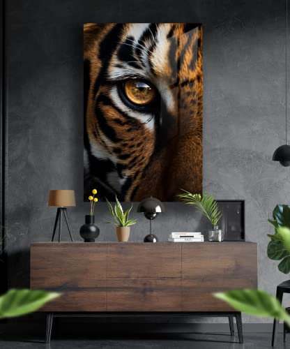 Manschin-Laserdesign Premium Wandbilder aus Acrylglas oder Aluminiumverbund in verschiedenen Größen – Tiere Nahaufnahme - Drucke in Galeriequaltät mit WOW Effekt (Tiger, Acrylglas 80x55cm)