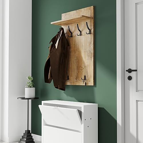 AKKE Garderobenpaneel Wandgarderobe Mit Ablage Wandpaneel Garderobe PVC Maxi Trüffel 100cm x 60 cm