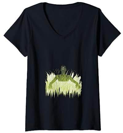 Damen Schnorchel Schnorchel Taucher Seegras Wiese Schnorchel T-Shirt mit V-Ausschnitt