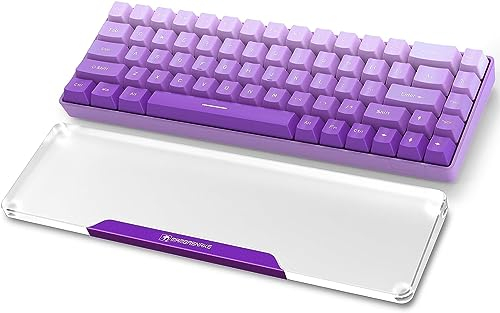 SELORSS Acrylic Keyboard Wrist Rest - Wrist Support for Keyboard CNC Aluminum Alloy Customized Logo - Keyboard Pad Home & Office - Keyboard Wrist Pad with Anti-Slip Mat for 60% Compact Keyboard,Purple