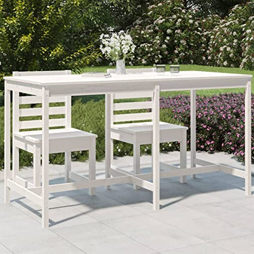 Camerina Gartentisch Outdoor MöBel Garten Tisch Balkontisch Wetterfest Terrassentisch Weiß 203,5x90x110 cm Massivholz Kiefer