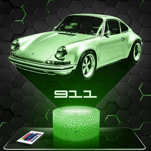 Lampephoto.fr Nachttischlampe - Touch-Nachtlicht Auto Supercar 911 1963 3D-LED-Lampe Illusion, Geschenkidee Weihnachten Geburtstag Junge und Mädchen Nachttischlampe Kinder- oder Erwachsenenzimmer TOP