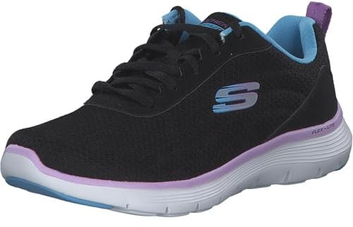 Skechers Damen Flex Appeal 5.0, Schwarzes Netz mit Mehreren Ziernähten, 40 EU