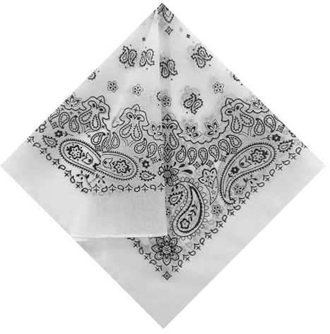 HankieWorld Bandanas 60er Jahre Premium Baumwolle weich dünn handfeel großes Taschentuch für Männer und Frauen, 1 Packung weiß, 56 cm