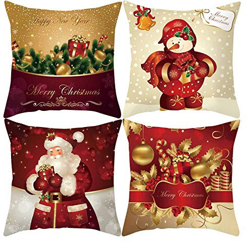 Weihnachtskissen Kissen Weihnachten Kissenbezug Kissenbezug, Baumwolle, Heimkissen, Weihnachten, Sofa, Gitter, Deko-Kissenbezug Weihnachten Sofakissen Dekorative Kissenbezüge (B, One Size)
