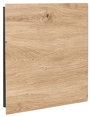 Home4You Schlüsselkasten - Schwarz - Eiche Dekor - Metall - mit 9 Haken