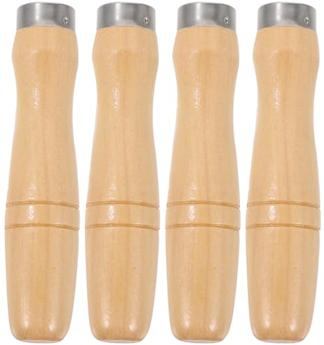 BESTonZON 4 pièces manche de râpe en bois poignée de dossier universitaire de lime ergonomique remplacement de couteau en bois de lime ronde Ustensiles multifonctions