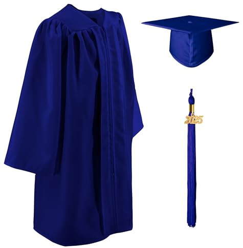 GraduatePro Kindergarten Abschluss Talar und Hut Kinder 2025 Kostüme Für Vorschule Kindergarten Abschlussfeier Mädchen Junge Königlich 27=S