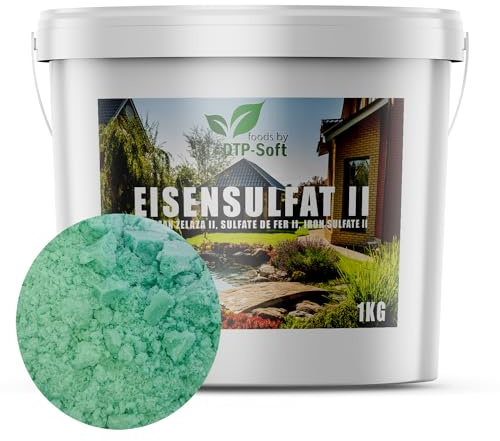 DTP-SOFT Eisensulfat II Heptahydrat Eisendünger Antimoos Grasdünger gegen Schnecken im Eimer (1kg)