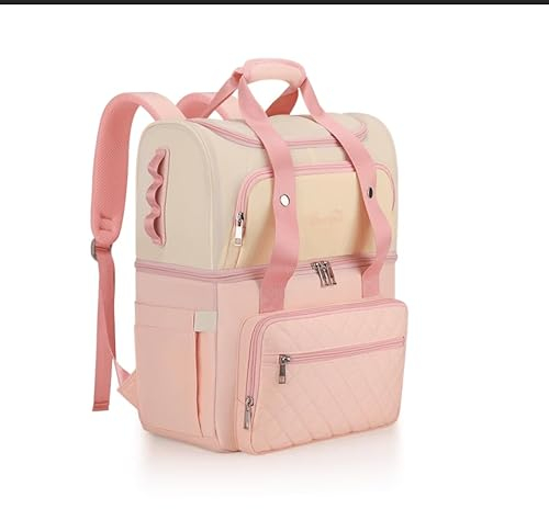 YOUNGOA Sac a Dos Isotherme avec Double Compartiment de Refroidissement Sac à Dos Glaciere Souple Isotherme, Élégant Sac pour Femme, Pique Nique, Shopping 25L (Rose)
