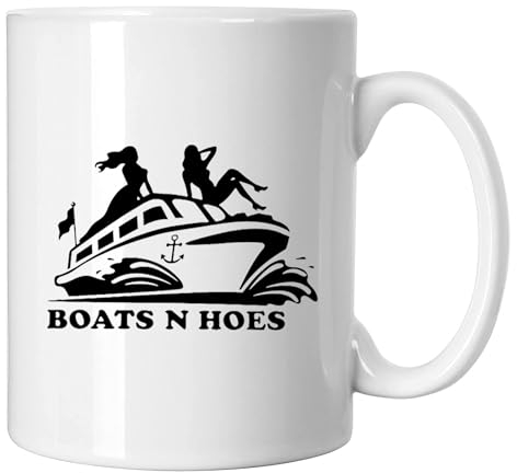 GP-Tees Boats N Hoes Classic Movie Inspired Novelty Ceramic Mugs for Men, Women, Home & Work
