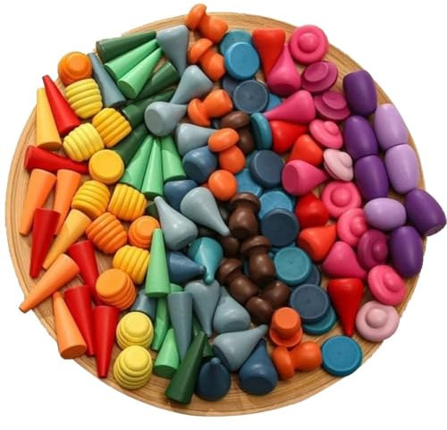 Zghhc 81 Stück Hölzernes Regenbogen-stapelspielzeug, Lose Teile, Spielmaterialien, Lernen, Pädagogische Form, Sortierung, Sensorisches Spiel, Montessori-Spielzeug