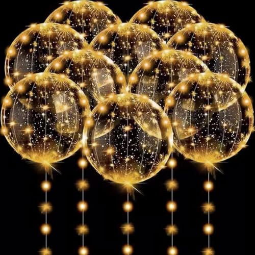 DODUOS 23 Paquetes Globos Iluminados,Globos LED BOBO,Transparente Globo de Helio con 3M cadenas de Luces,Globos LED Intermitentes para Cumpleaños Fiesta Navidad día de San Valentín Boda