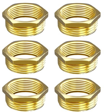 Aitsite Reduzierstück 1/2 auf 3/4 Zoll aus Messing, Reduzierung Gewindefitting mit Sechskant, 3/4 Zoll Außengewinde x 1/2 Zoll Innengewinde, Messing Fitting für Rohranschluss(6 Stück)
