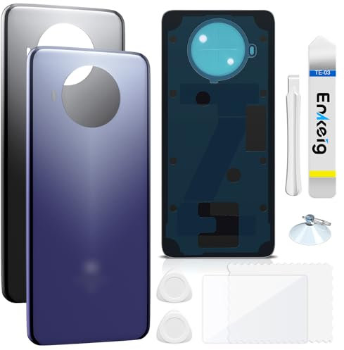 Enkeig Vitre arrière Remplacement pour Xiaomi Mi 10T Lite Couvercle Batterie avec Kit Réparation (Bleu)