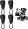 Clip per carrozzina, 4 clip per carrozzina, ganci per carrozzina, in pelle PU, ganci per borse, clip nera per passeggino, borsa per pannolini, zaino, shopping, uso esterno (4 pezzi)