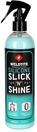WELDTITE Silicone Slick 'N' Shine Spray Bottle – Pneumatico Dressing & Sospensione Lubrificante per Biciclette, 400 ml
