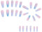 Ycagrain 24Pcs Rose Bleu Dégradé Camélia Faux Ongles Long Coffin Nail Tips Manucure Glitter Nails