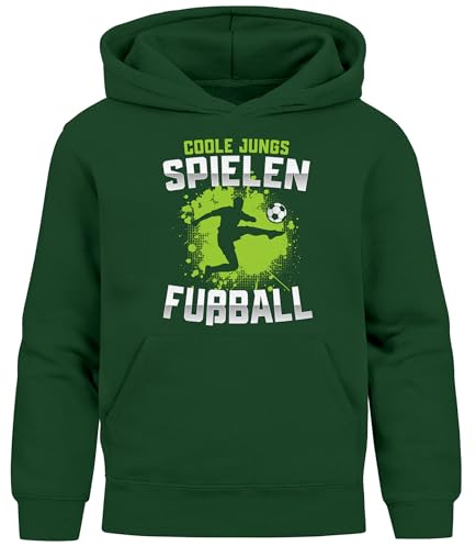 MoonWorks® Kinder Hoodie Kapuzenpullover Jungen Fußballmotiv Spruch lustig Zum Kicken gebren zur Schule gezwungen Jungengeschenke
