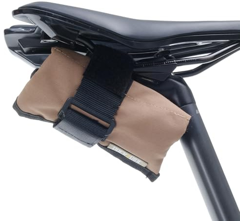 PACK2RIDE Blossom Bike Saddle Roll Bag - Water Resistant, Durable Cordura Fabric & Bicycle Tool Kit Holder - Under Seat Storage, Bike Pouch, Seat Roll for Road, Gravel Cycling (Tan)