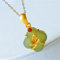 QTYQWC Collier de Plante de Jade hétien Naturel incrusté d'argent, Style Chinois rétro réglable Unique en Or Sable, Bijoux artisanaux pour Femmes (Couleur de la gemme : Ambre, Longueur : 50 cm)