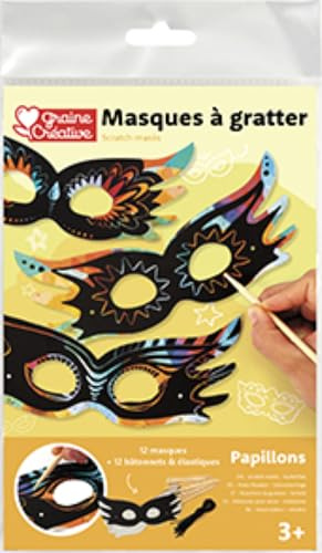 Graine Creative Kratz-Masken Set, Kratzbild 14 Teile, 12 Stk. 9.5x22.0 cm, Pappe und Holz