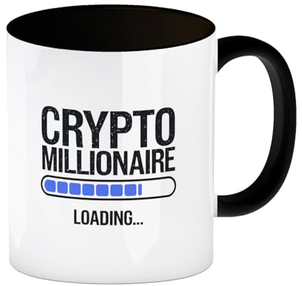speecheese Crypto Millionaire loading Kaffeebecher in schwarz für Krypto-Enthusiasten lustiger Krypto-Becher für Büro oder Homeoffice