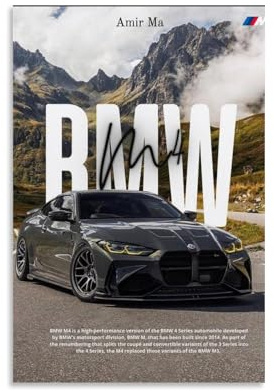 BMW M4Art Bilddruck Moderne Familienschlafzimmer-Dekoration Posterdruck Wohnzimmer Ästhetik Leinwand Wand Jugendliche Mädchen Schlafsaal Dekoration Unframe-Style-300 8x12inch (20x30cm)