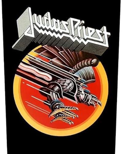 Halle15Clothes - Patch à dos pour votre gilet - Judas Priest - Creaming for Vengeance, noir/rouge, 30cm (top) 27cm (bottom) 36cm (height)