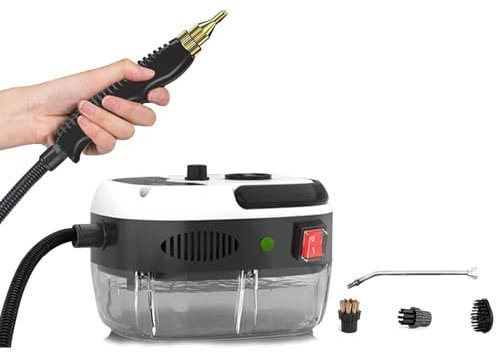 Ccarzzi Dampfreiniger 2500W Tragbarer Hochdruck Dampfreiniger Handgerät für Alles, Steam Cleaner with 3 Bürstenköpfen, 6 Geschwindigkeiten, zum Reinigen von Küche, Bad, Teppichen, Auto, Zuhause, Mehrz