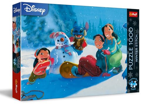 Trefl Premium Plus Quality Lilo & Stitch Jigsaw Puzzle, Winter Stitch - 1000 Pieces, Fairytale Characters Puzzle Series for Adults and Kids 14+