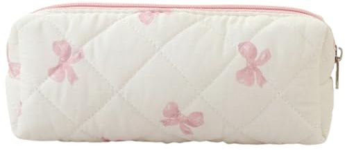 Qiwenr Trousse à Crayons, Trousse Pencil Case, Crayon Sacs de Cosmétiques, Trousse à Crayons Unie, Trousse Fille College, Le Sac de Dessin Animé, et Peut être Utilisé comme Sac à Jouets(Blanc, Rose)