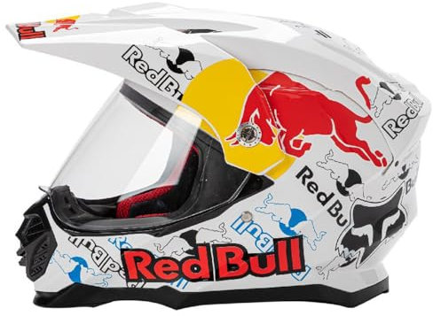 Casco Moto Per Uomo Donna Casco Motocross MX Caschi Cross Per Adulti Casco Moto ATV Casco Integrale Enduro Certificato DOT/ECE Con Visiera Parasole Antiappannamento Casco Da Discesa,White-M