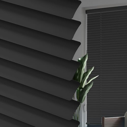 IRUGS Aluminium-Jalousien, 2,5cm Lamellen, Sichtschutz-Verdunkelungsrollo, Hitzeschutz, Wand- O. Deckenmontage, Für Zuhause, Büro,(Schwarz,80Bx200Hcm)