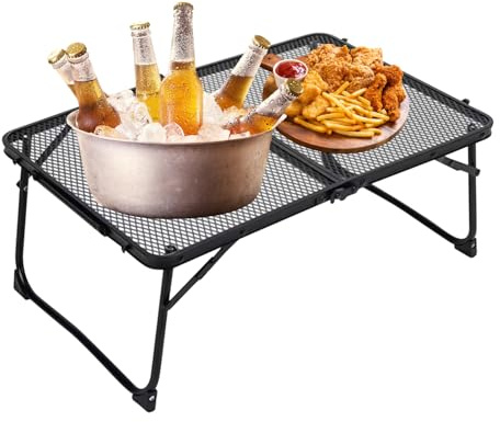 Klapptisch | Strandtisch Mit Netztischplatte,60x40 Cm Metalltisch Zum Kochen Grillen Hinterhof Angeln Draußen