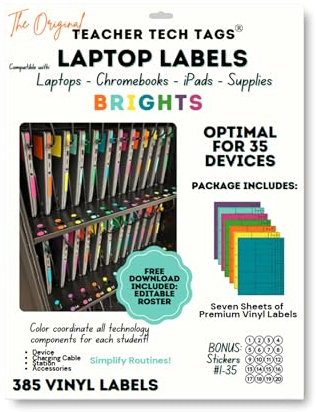 Classroom Color Coded Chromebook Laptop Labels for Student Classroom Devices