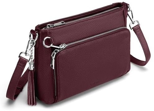 befen Echtleder Umhängetasche Damen mit Anti Diebstahl, Leder Handtasche | RFID-Blockierung Crossbody Bag Damen Klein Tasche, Handytasche zum Umhängen mit integrierter Brieftasche