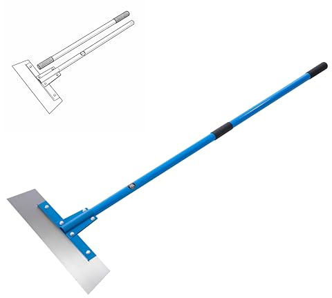 TOPWAY Floor Scraper 500mm Wide with 1450mm Heavy-Duty Fibreglass Detachable Handle for Grout Adhesives Grease Dirt and Grime Removal