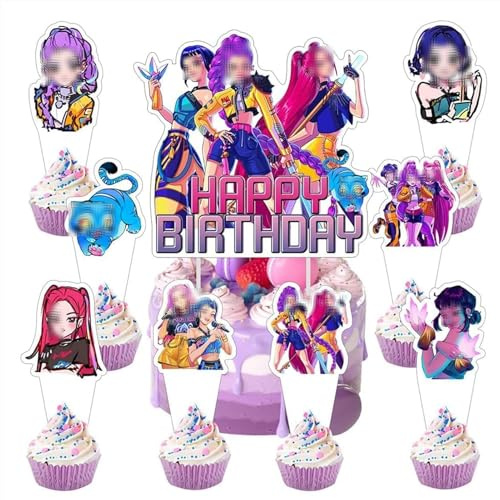 25pcs Cake Decorations with 24pcs Cupcake Toppers, 1pcs Cake Topper Birthday Party Supplies Birthday Celebrations Party Supplies