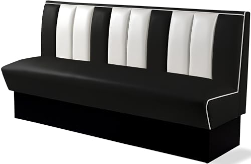 Bel Air Dinerbank Eckbank Sitzbank Bank Einrichtung Gastronomie Dinermöbel Lounge (Black/White)