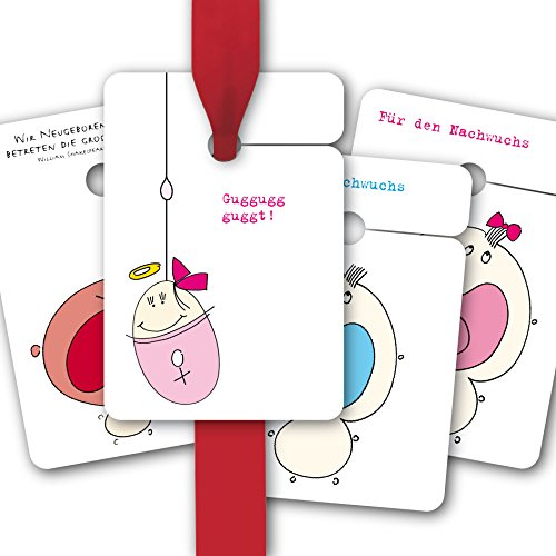 Baby 64 Stück Geschenkanhänger | Papier Anhänger | Geschenkkarten zur Geburt oder Taufe für Buben und Mädchen: Guggugg guggt! | Für den Nachwuchs | Wir Neugeborenen.