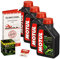 Motul 10W-40 Öl + HiFlo Ölfilter für Kawasaki ZZR 600, 02-06, ZX600E - Ölwechselset inkl. Motoröl, Racing Filter, Dichtring