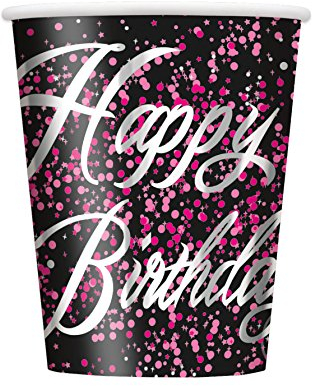 Unique Party- Paquete de 8 vasos de papel, Color rosa metálico brillante, 266 ml (57476)